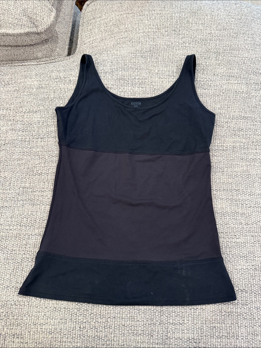 Yummie Black Seam-Panel Tank Top with Shelf Support
